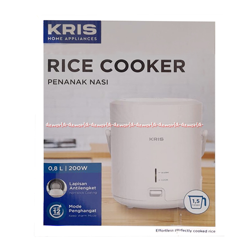 Jual Kris 0.8L Rice Cooker Mini Kecil White Untuk Travelling Berpergian Warna Putih Krisbow