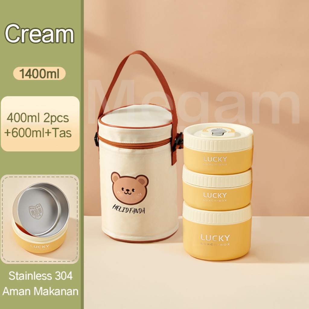 Jual Megam Kotak Makan Portable Tahan Panas Anak Container Sealed Round ...