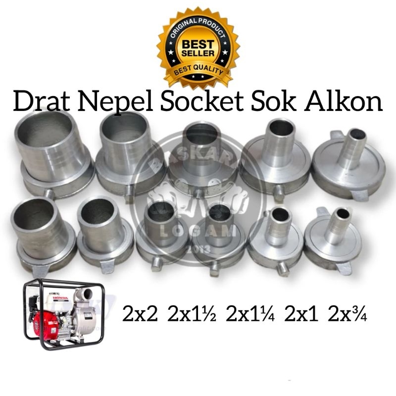 Drat Nepel Soket Alkon Mesin Pompa Air Irigasi 2 Inci Semua Ukuran Soket Aluminium