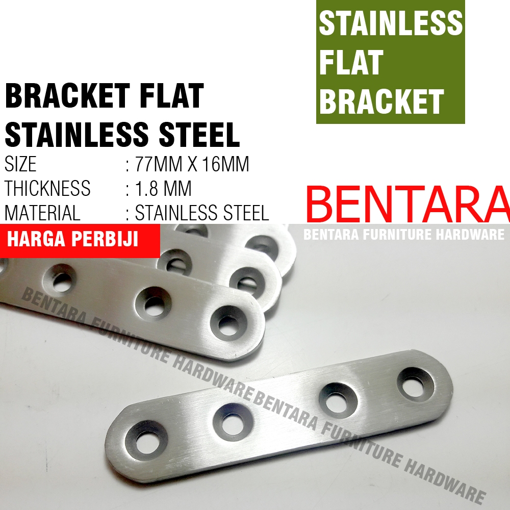 Jual 8CM PLAT OVAL STAINLESS LURUS 77 x16 MM - RATA LURUS BRACKET FLAT ...