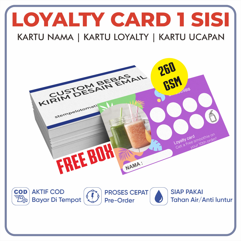 Jual CETAK KARTU MEMBER / MEMBER CARD / LOYALTY CARD 260gsm FREE BOX ...