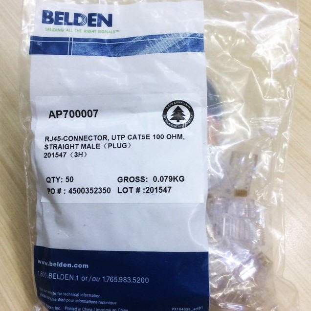 Jual Konektor BELDEN Rj45 cat 5 original isi 50pcs AP700007 | Shopee ...