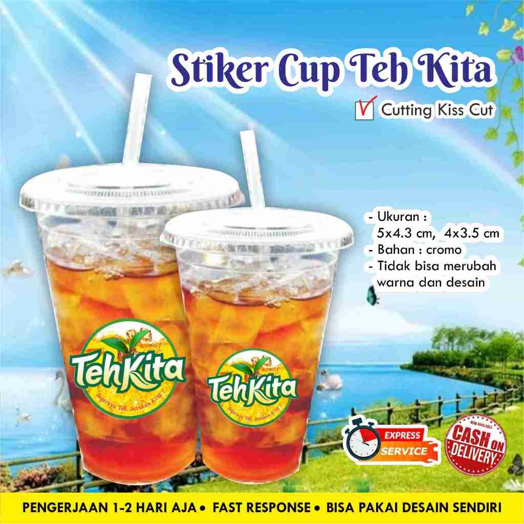 Jual Stiker ES TEH KITA / Stiker kemasan minuman / stiker cup / logo