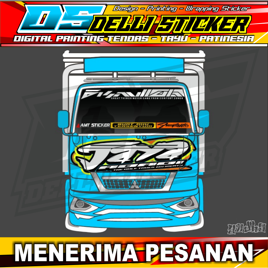 Jual stiker cutting kaca depan+decal kabin depan truk canter+bisa bebas ...