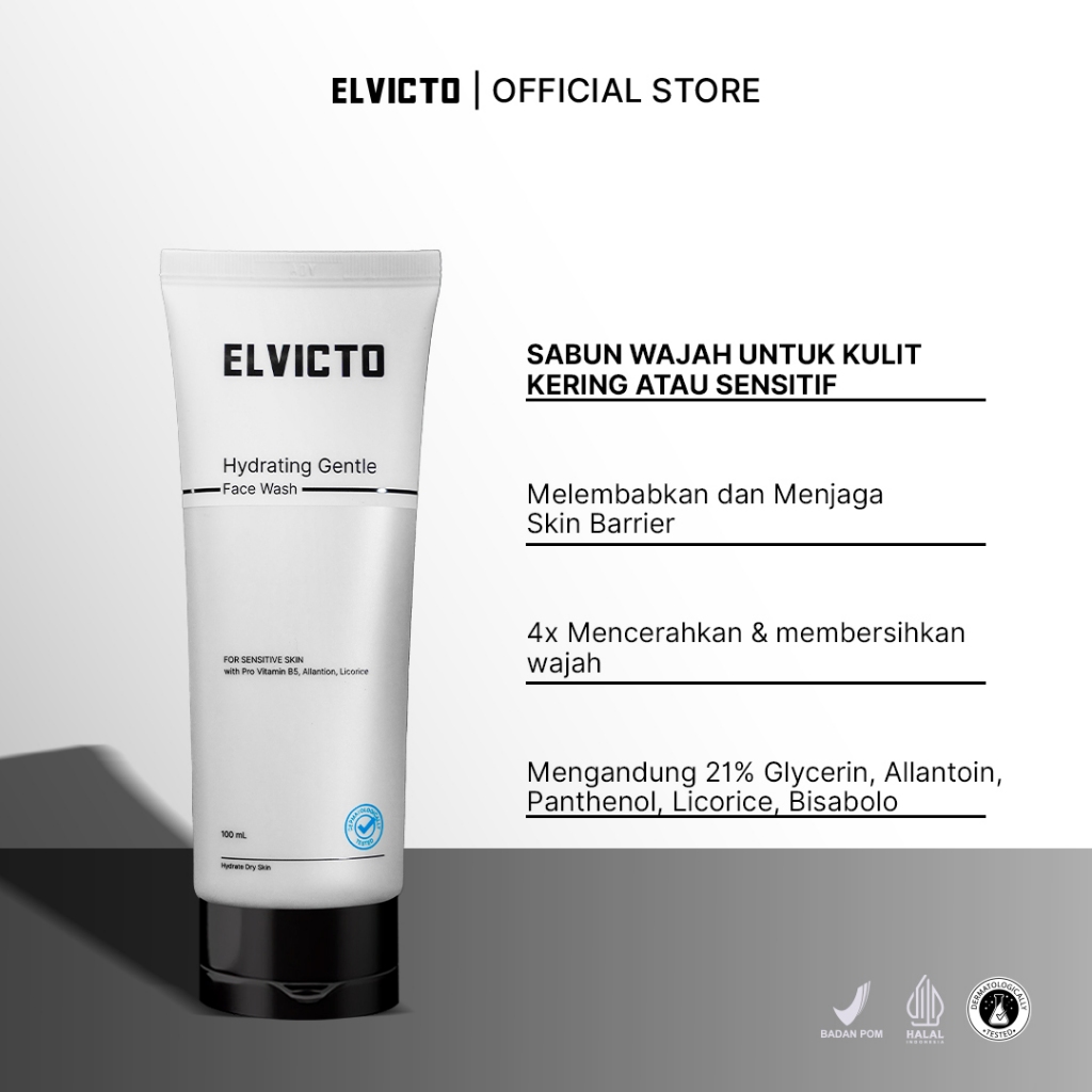 Jual ELVICTO HYDRATING GENTLE FACE WASH Facial Wash Pria untuk Kulit