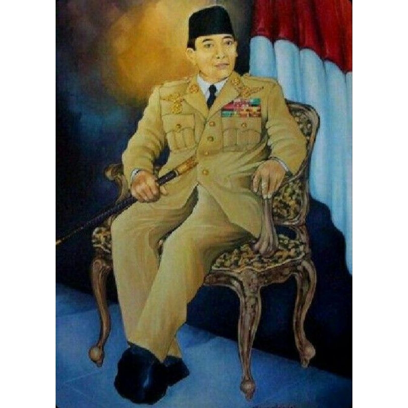 Jual poster cetak gambar ir soekarno 12 ukuran (70x100cm, 100x150cm