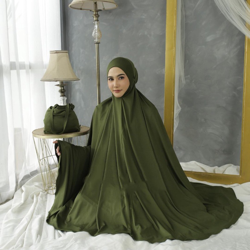 Mukena Jersey Premium Menutup Dagu | Mukena Syar’i Malaysia Jumbo