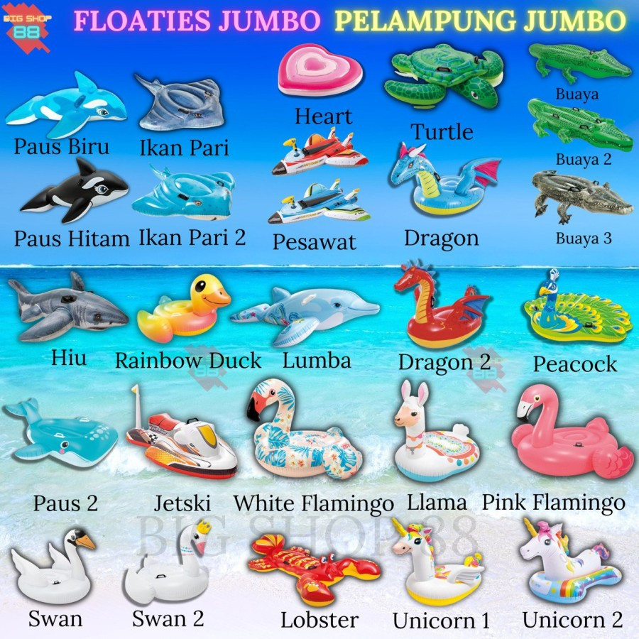 Jual RIDE ON FLOATIES PELAMPUNG ANAK INTEX SWAN BEBEK FLAMINGO UNICORN