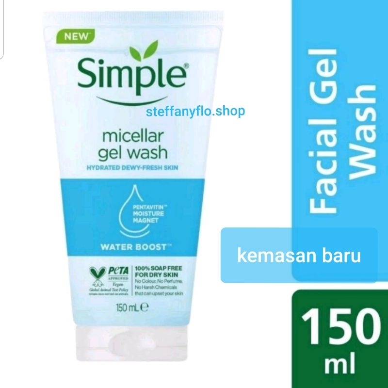 Jual Simple Face wash 150ml Micellar Water boost Refreshing facial wash ...