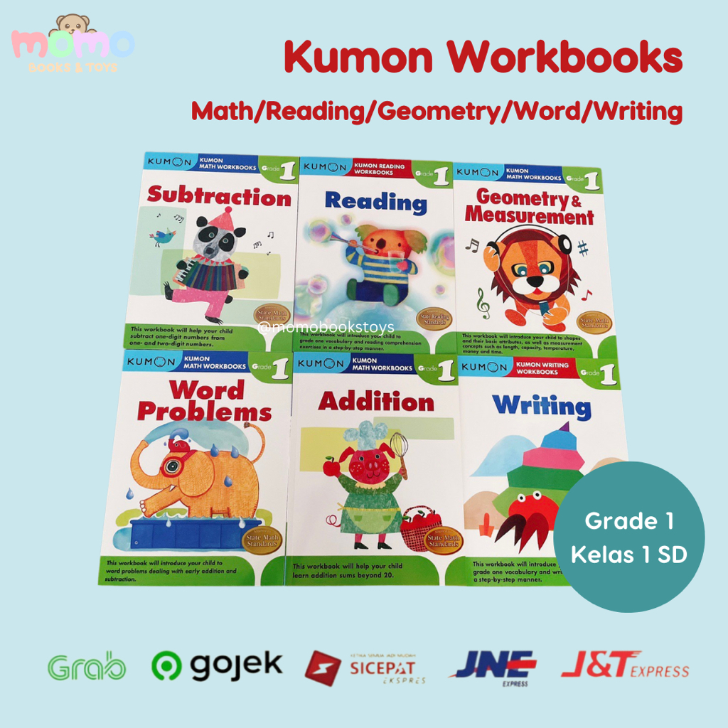 Jual momo kumon workbooks grade 1 math reading writing geometry word