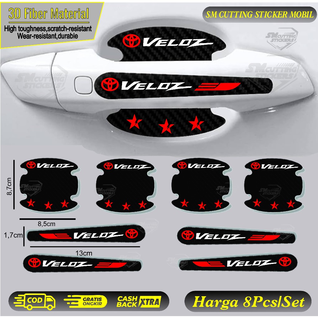 Jual 8 Pcs Stiker Pelindung Gagang Pintu Mobil Veloz Stiker Handle ...