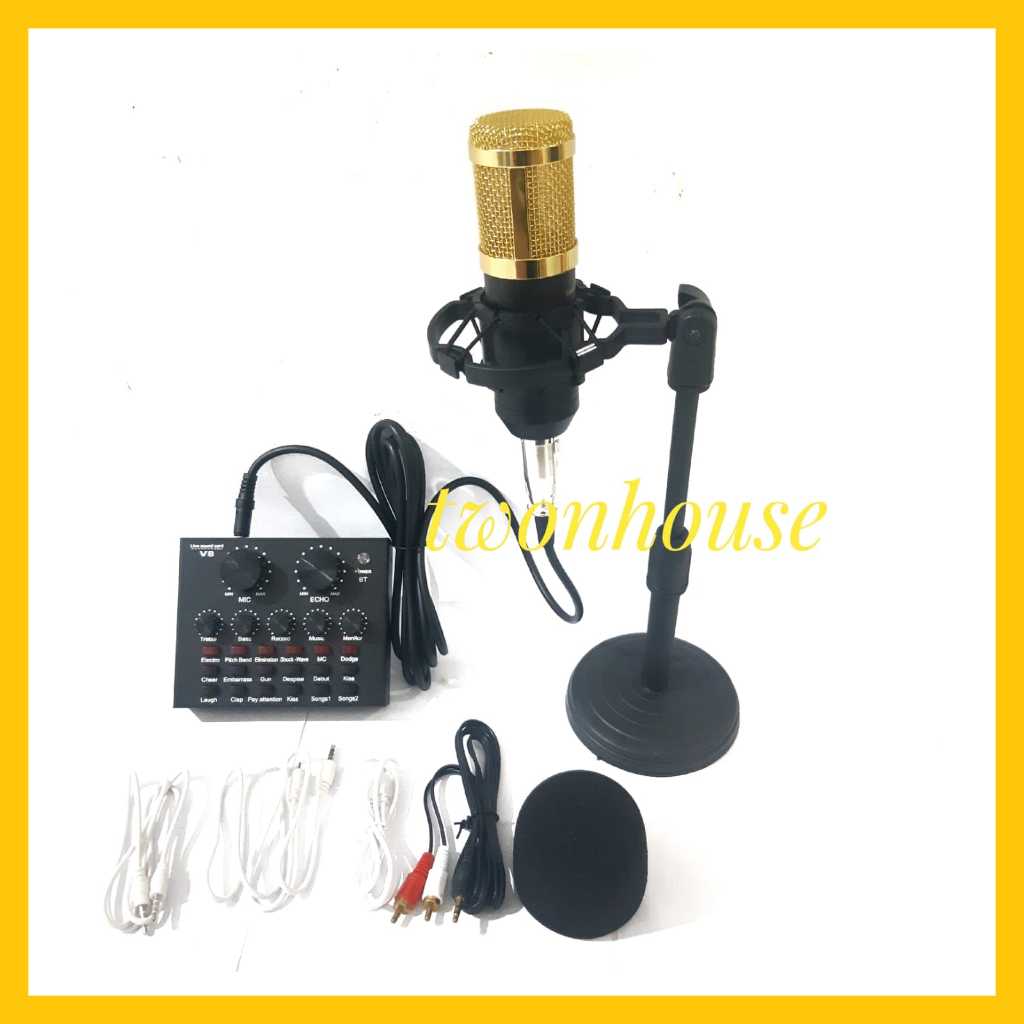 Jual Paket Komplit Mic Condenser BM Stand V8 Soundcard Recording