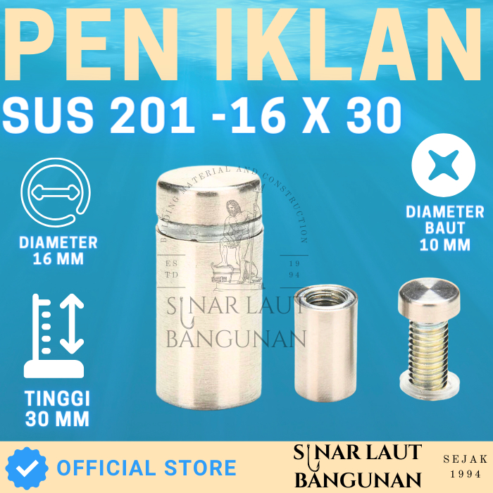 Jual Pen Iklan Mm Stainless Baut Penjepit Kaca Alkrilik Shopee