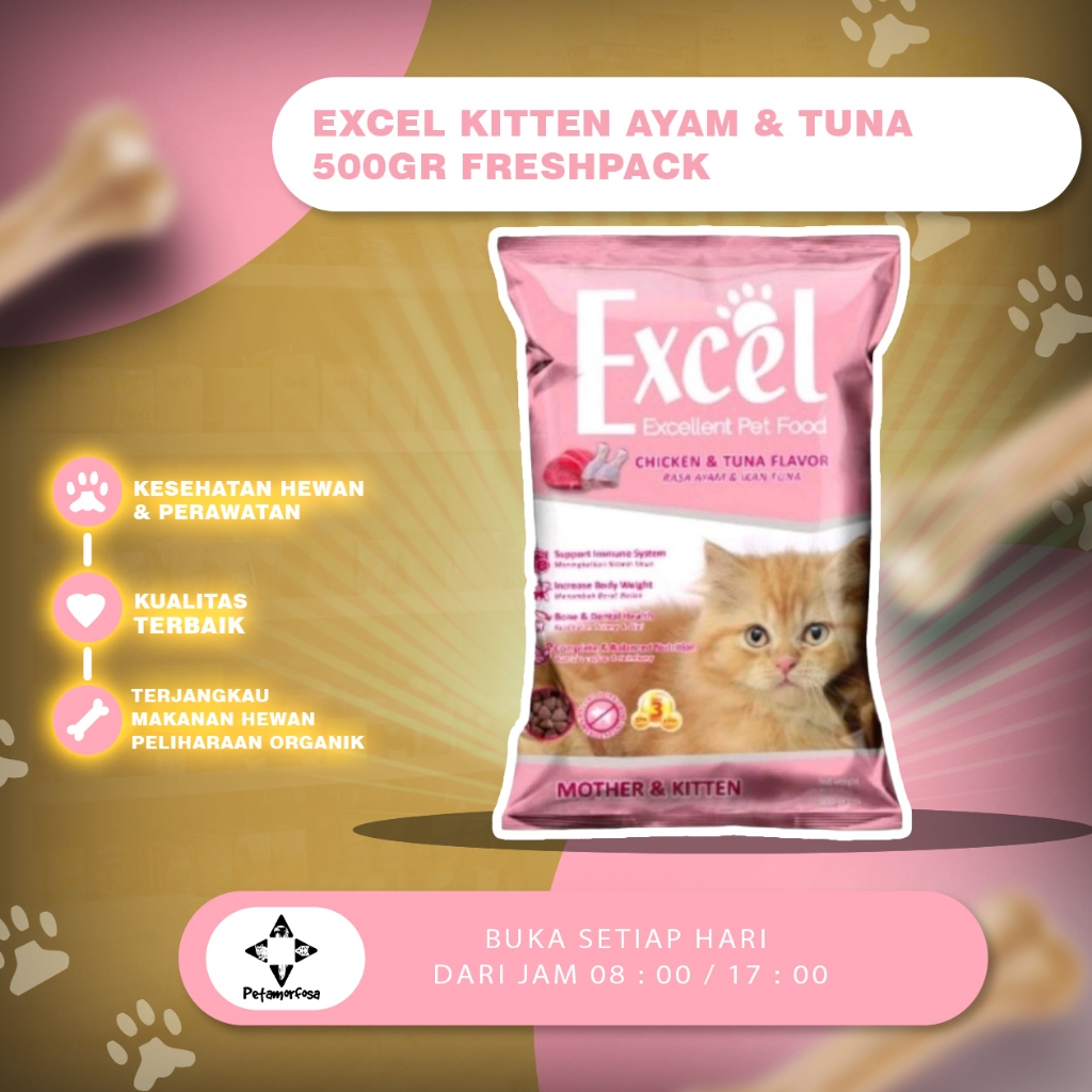 Jual EXCEL KITTEN Ayam & Tuna 500gr Freshpack Makanan Kucing Murah ...