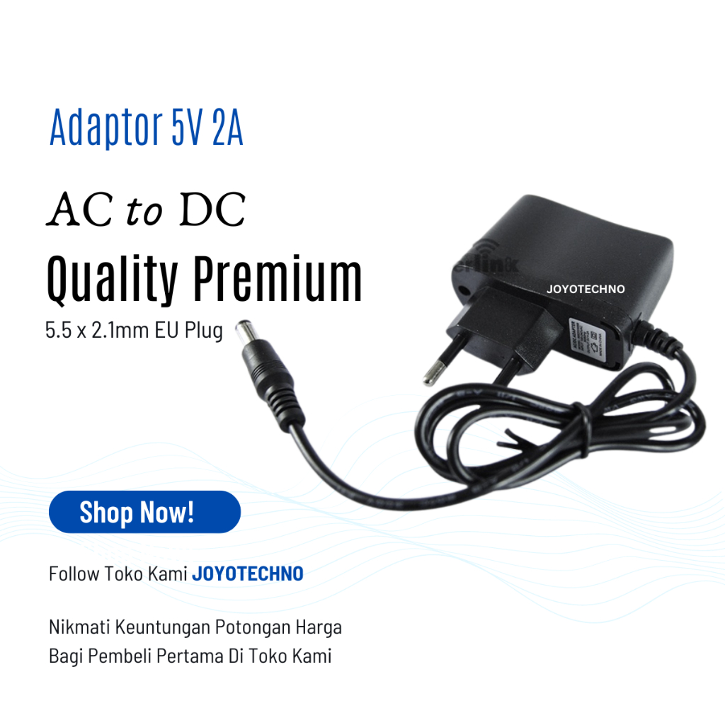 Jual Adaptor 5V 2A Lubang 5.5 x 2.1mm EU Plug Alat Cash/Adaptor ...