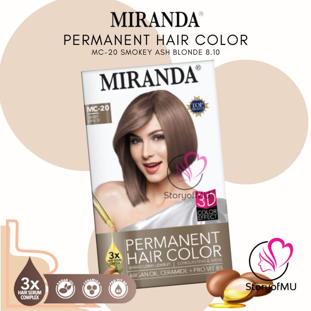 Jual MIRANDA Hair Color MC 20 Smokey Ash Blonde Pewarna Rambut