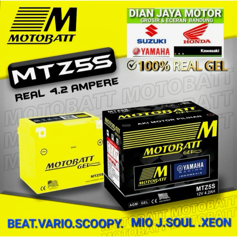 ( motobatt ) Aki motor MTZ5S accu Motor Honda Beat Vario 110 Scoopy Blade Genio Revo  Spacy