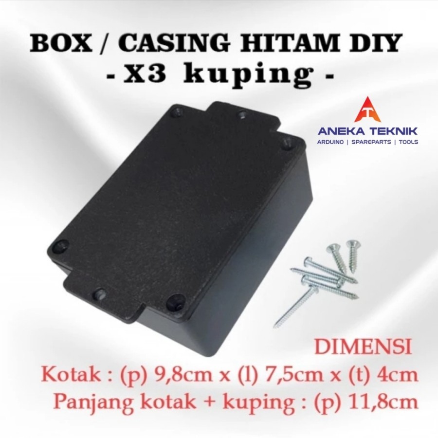 Jual Box Kotak Casing Plastik X3 Kuping - for Komponen DIY 11,8 x 7,5 x ...