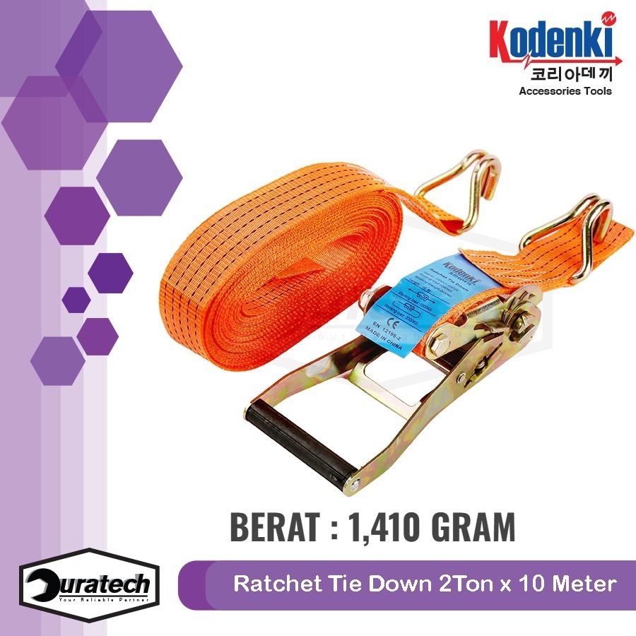 Jual Ratchet Tie Down 2ton X 10m Cargo Lashing Belt Tali Pengikat