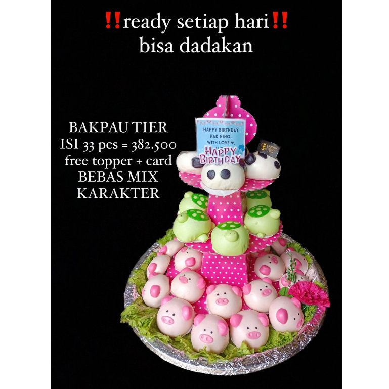 Jual Bakpao Tier isi 33 pcs - FREE TOPPER dan CARD | Shopee Indonesia