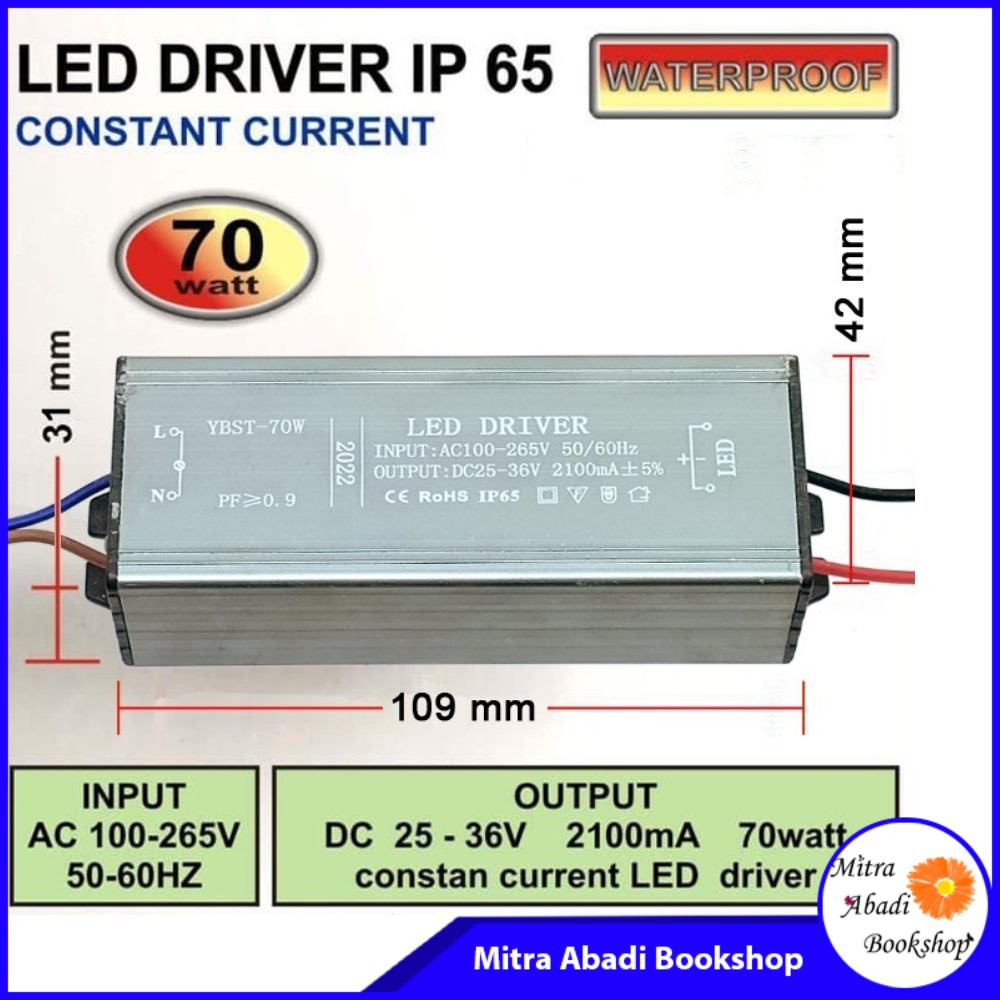 Jual LED Driver 70 Watt 2100 mA Casing Besi WATERPROOF | Shopee Indonesia