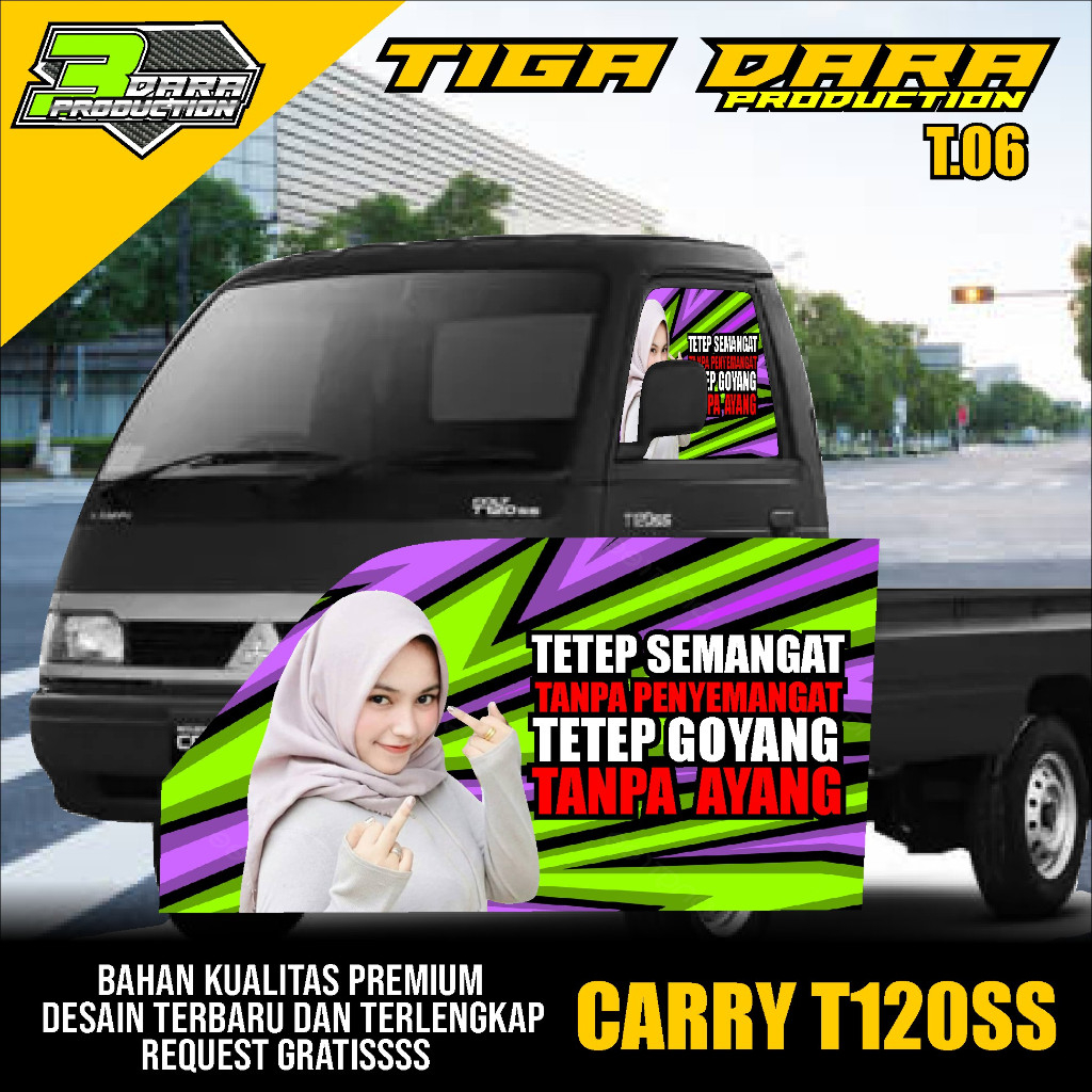 Jual Stiker One Way Mobil Carry T120SS Terbaru Desain simpel Tiga Dara ...
