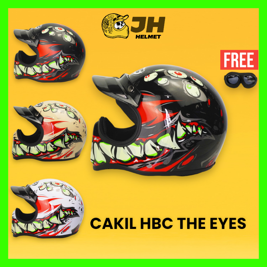 Jual Helm Cakil Hbc Motif The Eye Free Goggle Original 100 Hbc