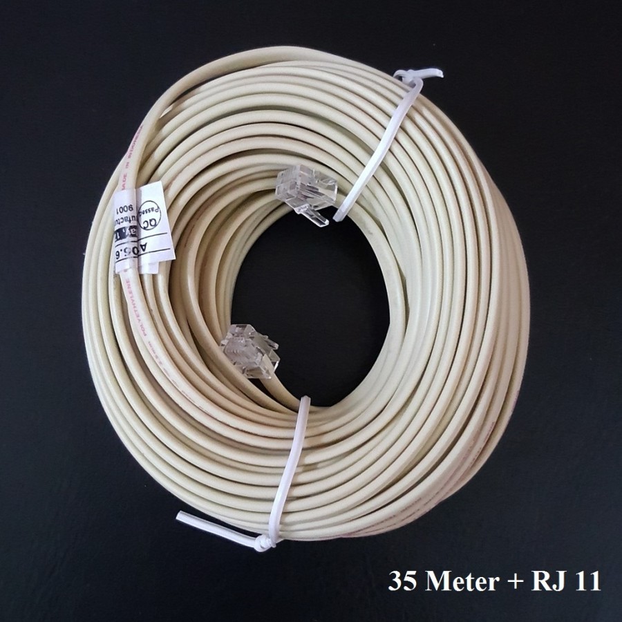 Jual Kabel Line Tel Telpon Telepon 35M + RJ11 meteran jadi | Shopee ...