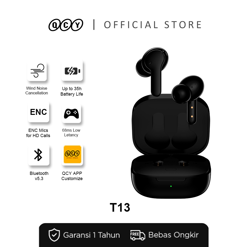 Jual QCY T13 Wireless ENC smart Earbuds | Shopee Indonesia