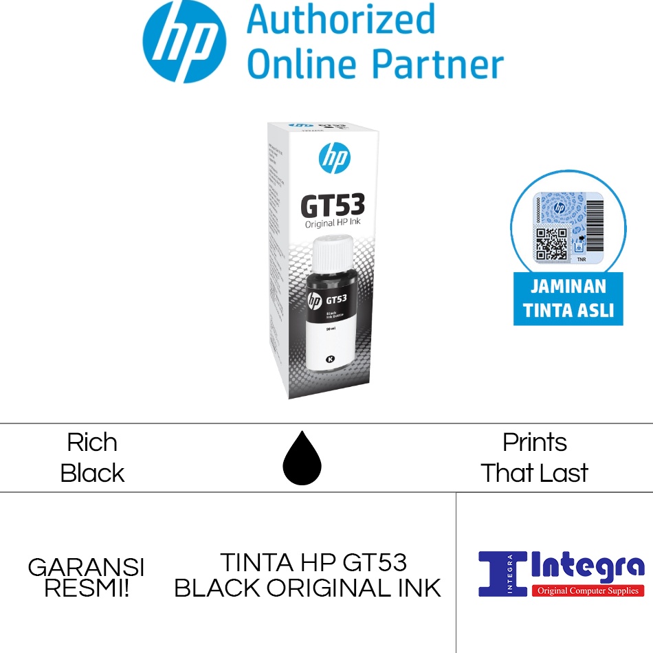Jual Hot Sell Tinta HP GT 53 GT53 Black 9ml Original Ink Bottle for ...