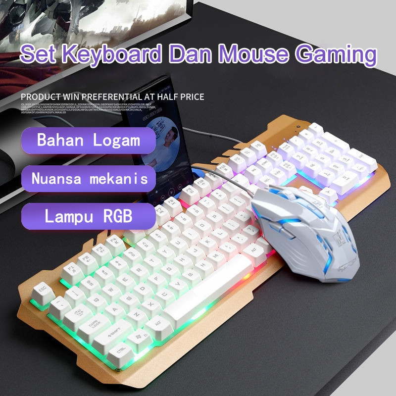 Jual [Bise COD] keyboard mechanical gaming G700 Set Keyboard Plus Mouse ...