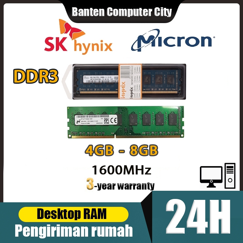 Jual Pengiriman Jakarta Sk Hynix Dektop RAM DDR3 Micron 4GB 8Gb - Main Image