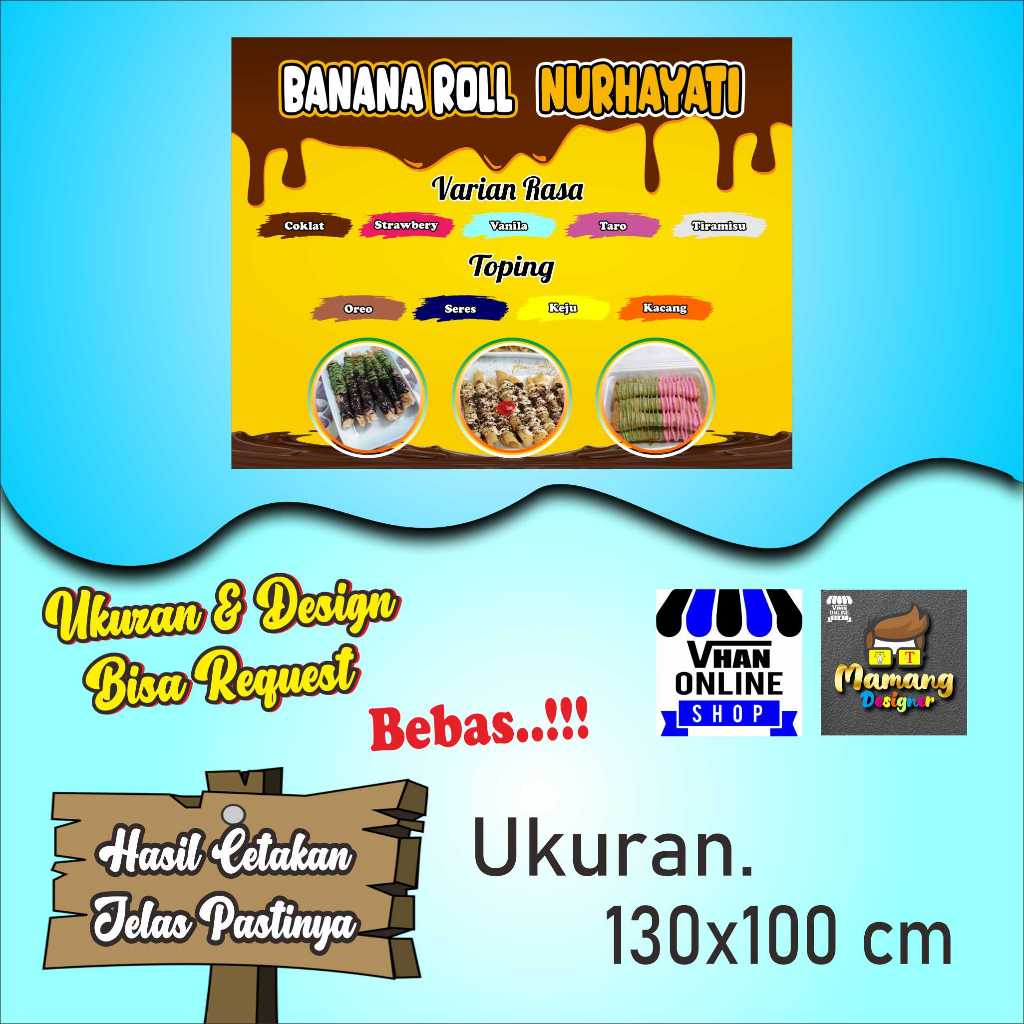 Jual Spanduk, Banner, Mmt jualan Banana roll, Pisang Roll, Model ...