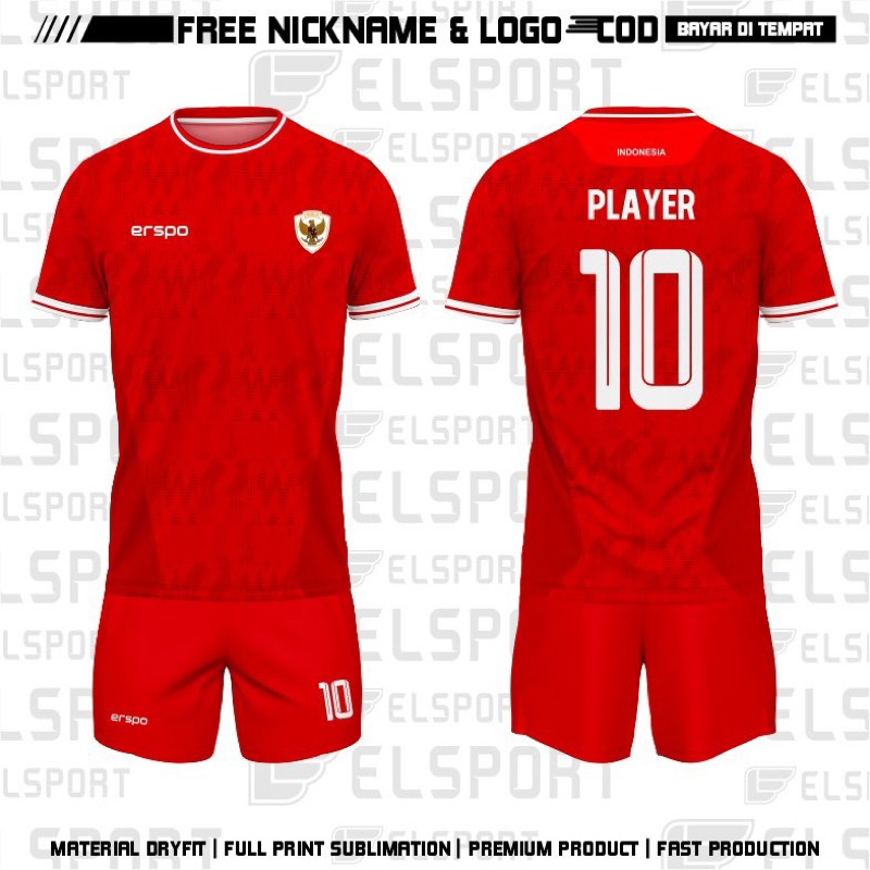 Jual Jersey Timnas Indonesia Home 2024 By ERSPO Terbaru Premium Gratis