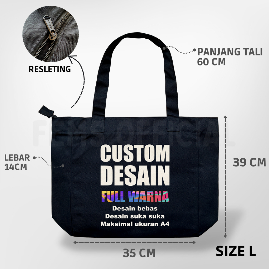 Jual Tote bag sellers Kanvas Twill Hitam