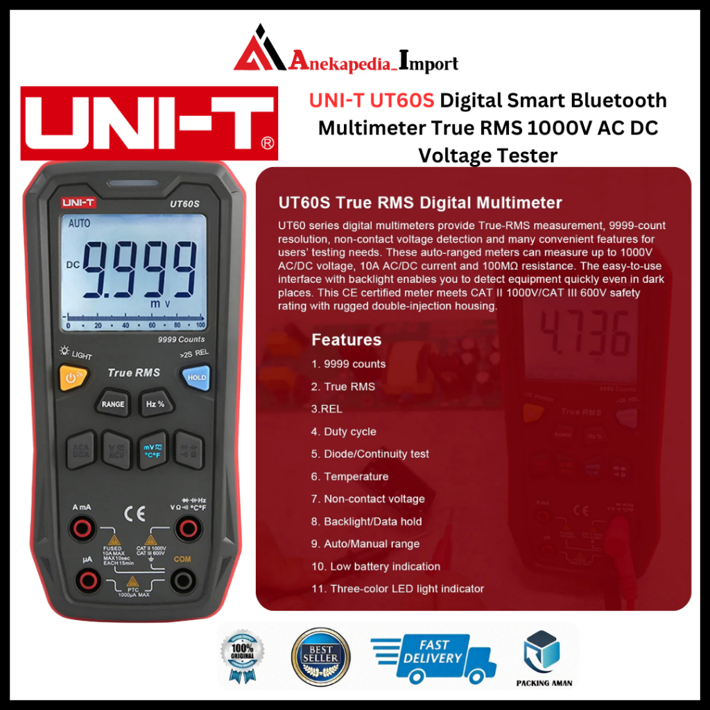 Jual UNI-T UT60S - True RMS Digital Multimeter 1000V AC DC Voltage ...