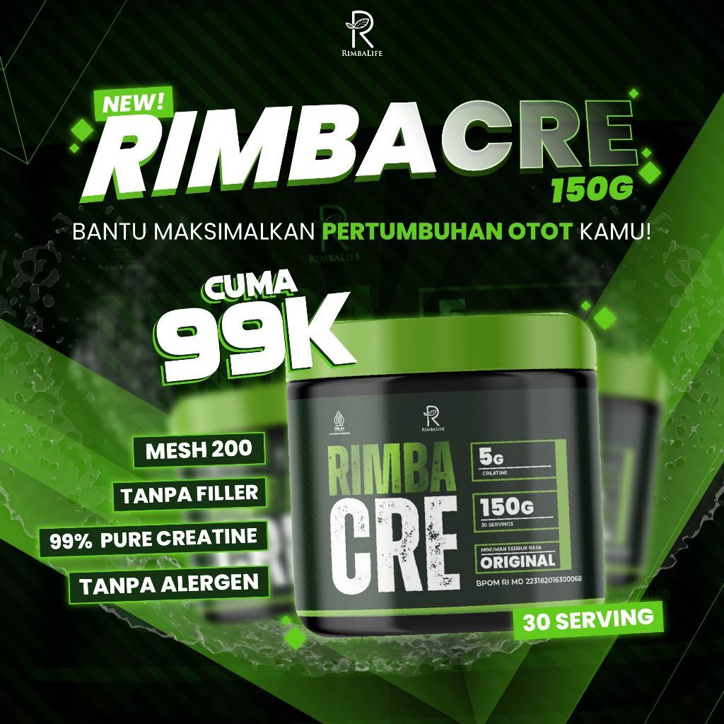 Jual RIMBALIFE Rimba Cre 300 Gram Creatine Pure Monohydrate RimbaCre ...