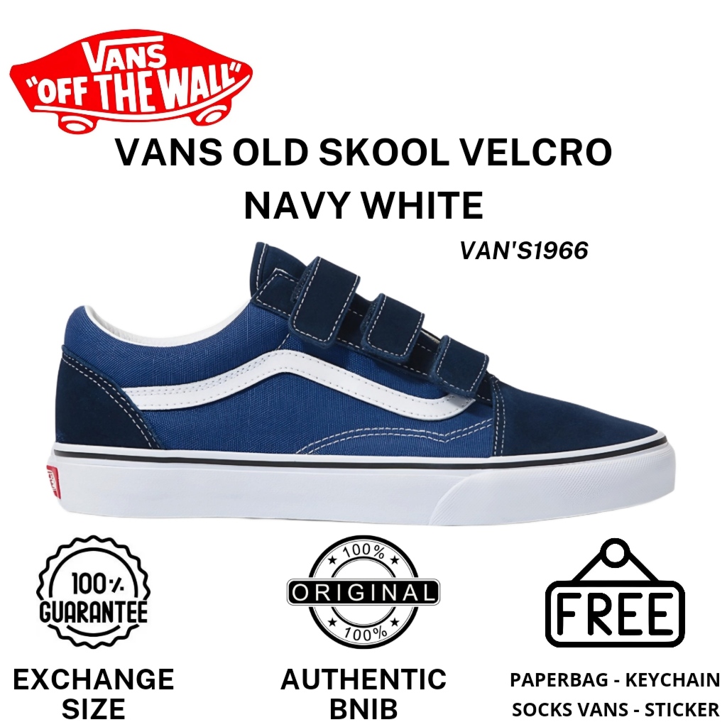 Jual Vans Velcro Navy White VN0A3D29OIU Original | Shopee Indonesia