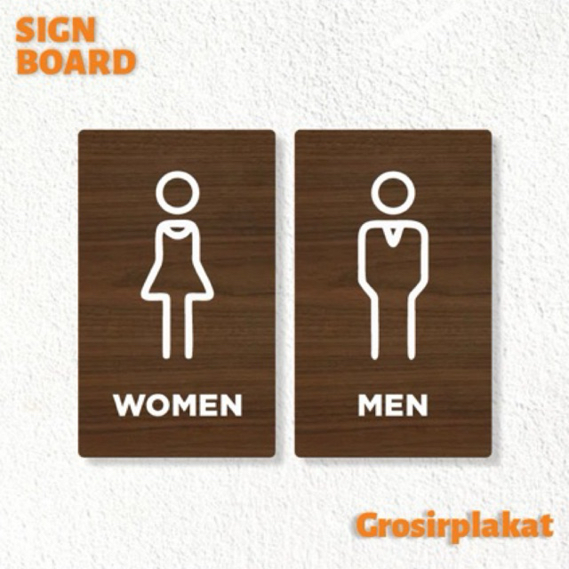 Jual Papan Toilet Women Men Wc Umum Sign Board Kayu Print Nama Ruang Wooden Sticker Dinding