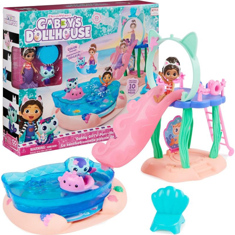 Jual Gabby dollhouse purrific pool playset with figure colour change