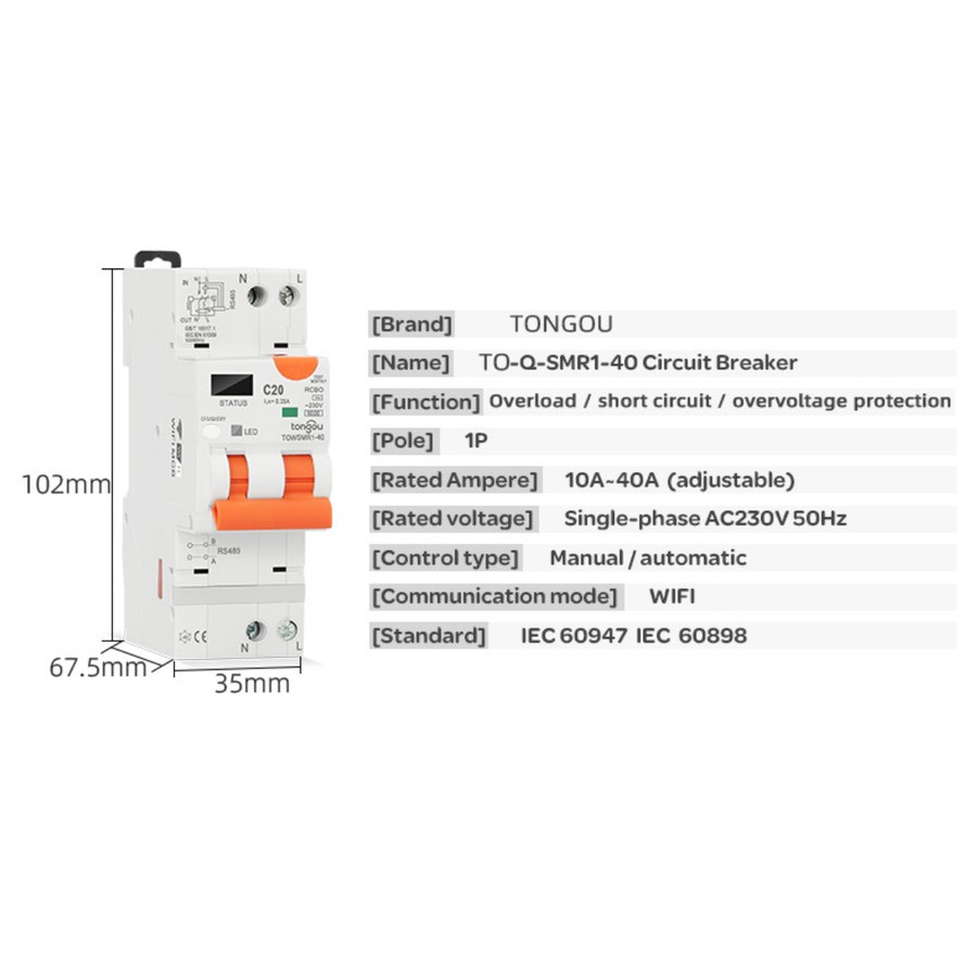 Jual RCBO WIFI RCBO LED , SMART RCBO, SMART ELCB MCB, max 20 A ...