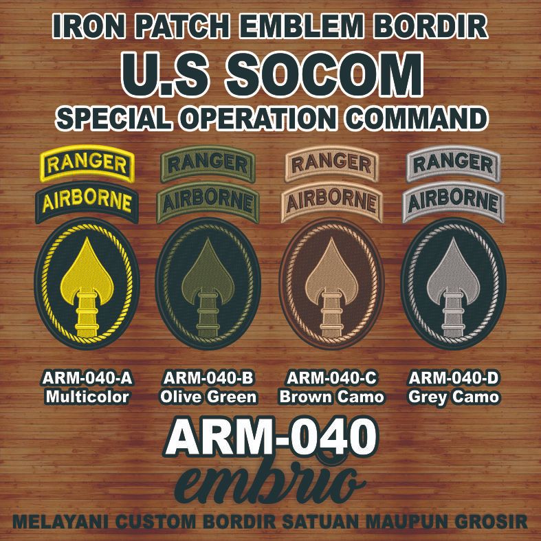 Jual ARM-040 Patch US SOCOM Special Operation Command Airborne Ranger ...