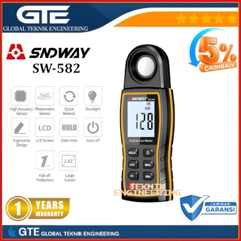 Jual Lux Meter Sndway SW582 Light Tester SW-582 Digital SW 582 ...