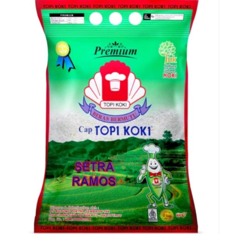 Jual Beras Premium Cap Topi Koki 5kg | Shopee Indonesia