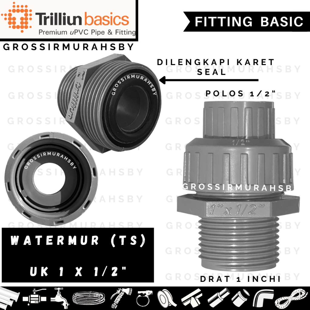 Jual WATERMUR PVC 1 X 1/2 INCHI TRILLIUN TS | Watermoor | W.mur pvc ...