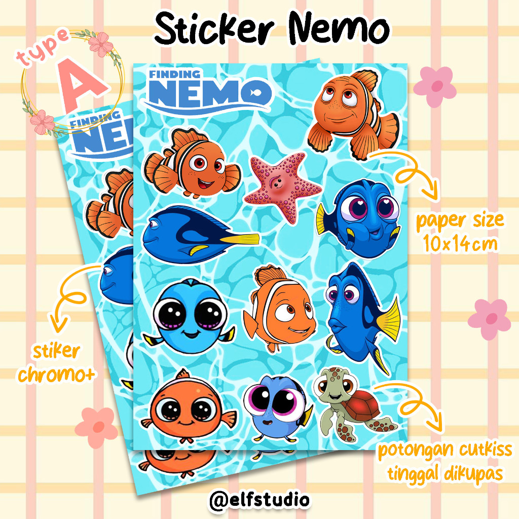 Jual Sticker Finding Nemo Disney Cartoon Stiker Dory Ikan Lucu Kartun ...