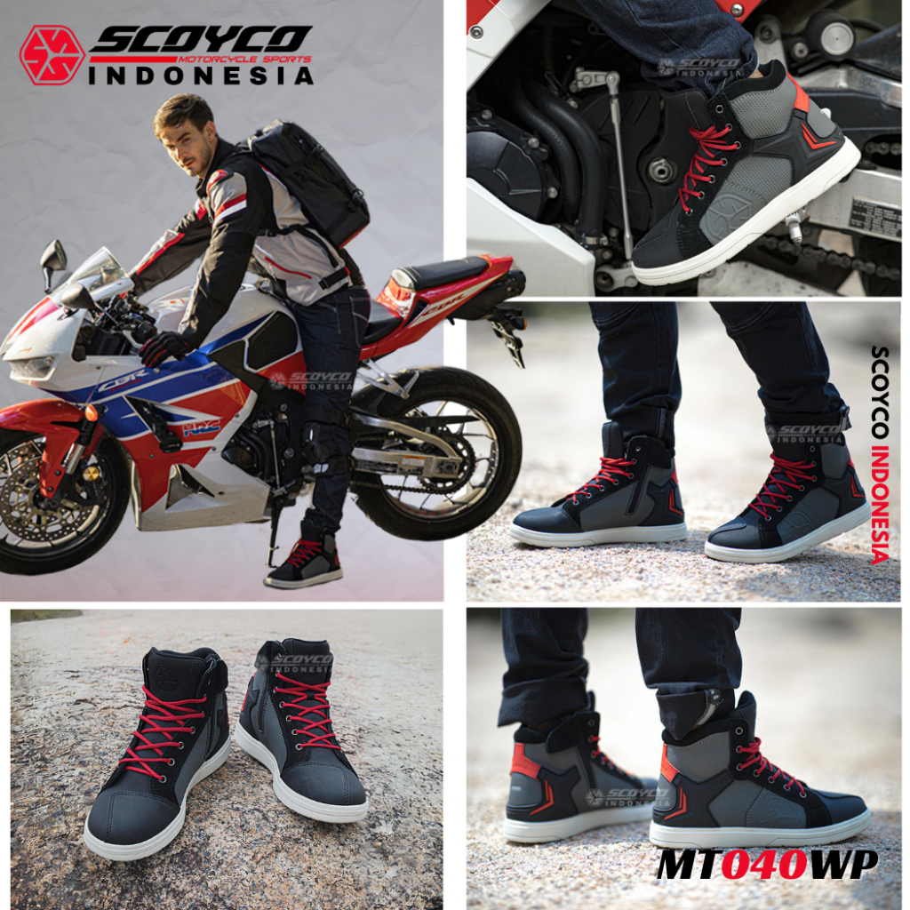 Jual Sepatu Casual Waterproof Sneakers Racing Shoes Bahan Kulit Scoyco ...