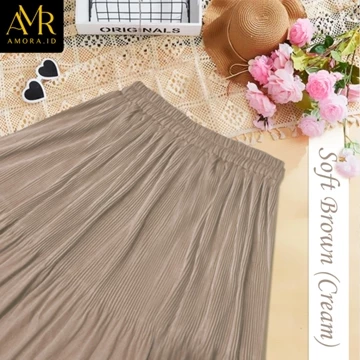 Rok Ruffle Plisket Panjang Muslim Model Susun Lidi Polos Premium