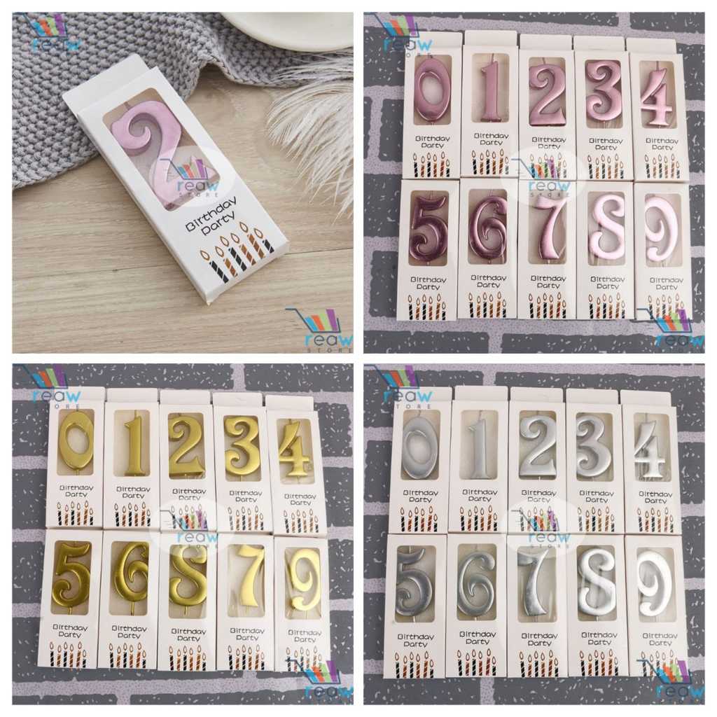 Jual PREMIUM Lilin Angka Ulang Tahun / Happy Birthday JUMBO Rose Gold