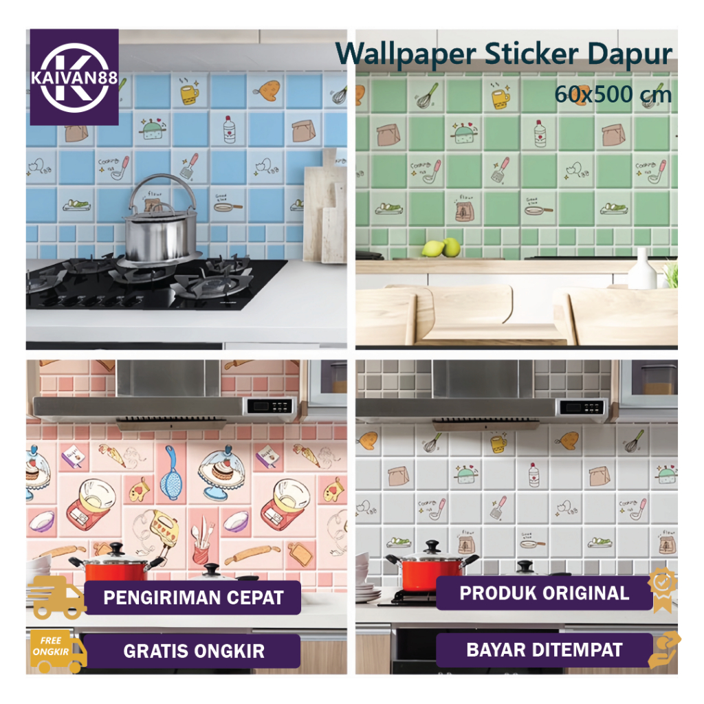 Jual Kaivan88 Wallpaper Stiker Dapur 60cm x 5 meter Anti Air Anti ...